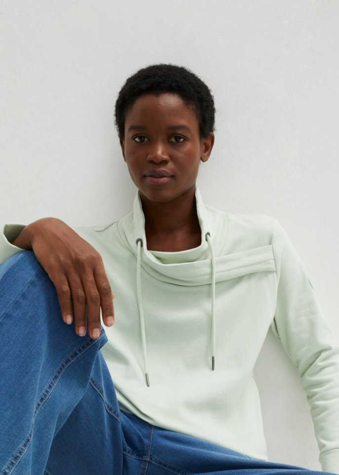 Sweatshirt mit großem Kragen aus Bio-Baumwolle