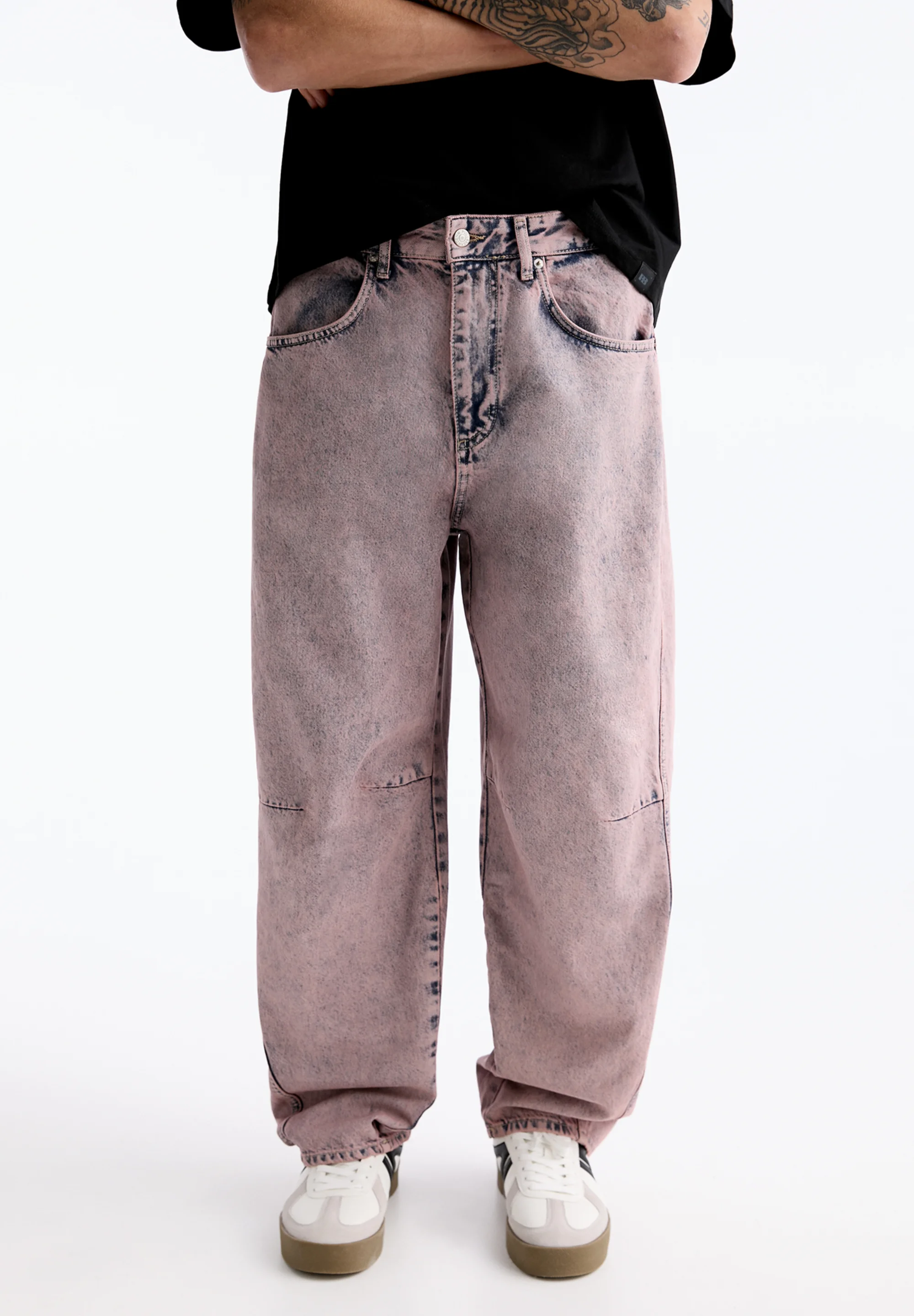PULL&BEAR WASHED BARREL - Vaqueros pitillo