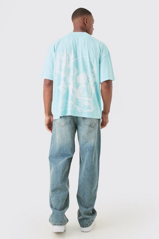 Oversize T-Shirt mit Totenkopf-Print