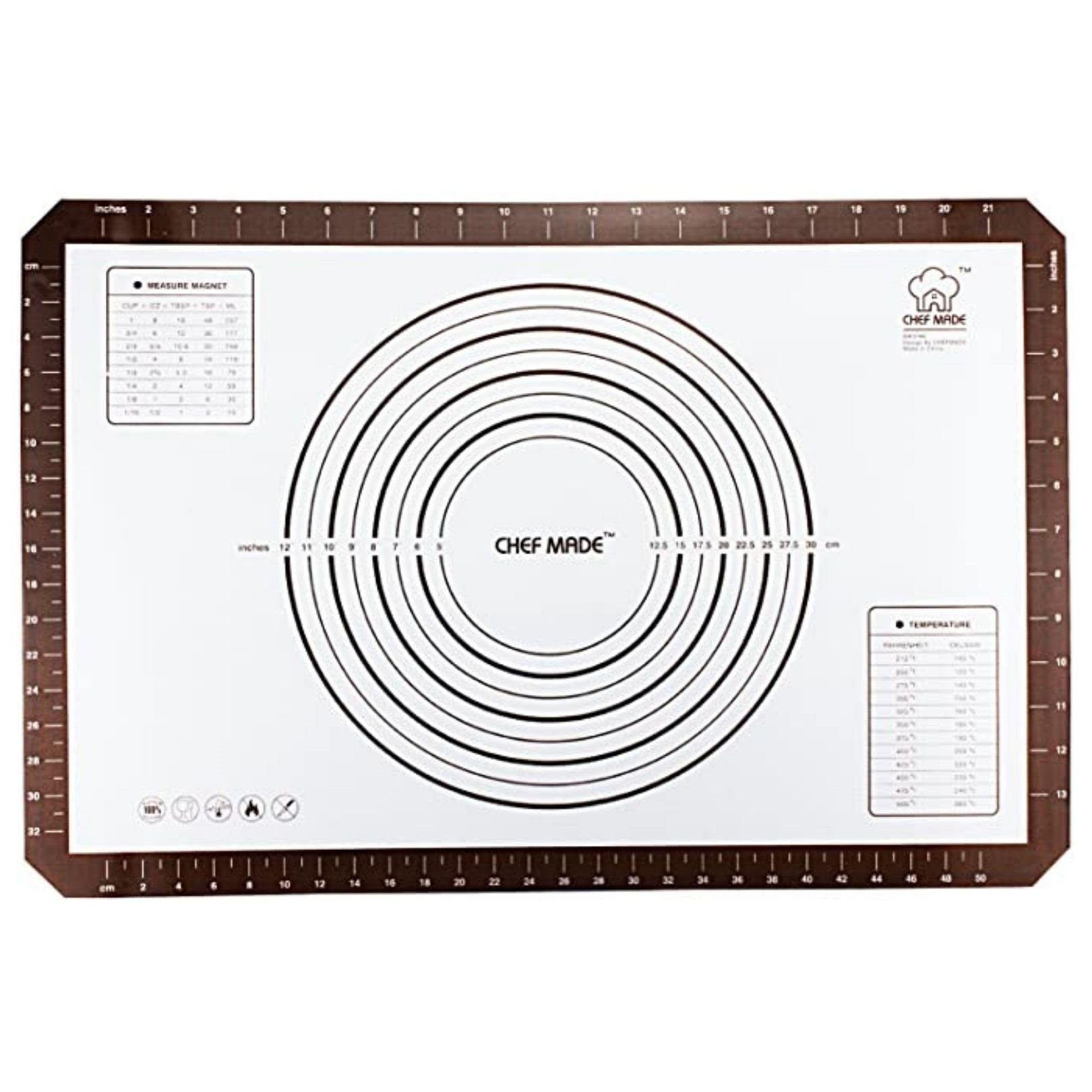 Chefmade Backmatte Ausrollmatte für Teig mit Messskalen, antihaft, lebensmittelechtes Silikon (CHEFMADE, 60cm rechteckige Backmatte, 600x400mm, Silikon-Backmatte, Backmatte, Backunterlage, antihaft, Backzubehör, 1-tlg., Premium), Backmatte Silikon -