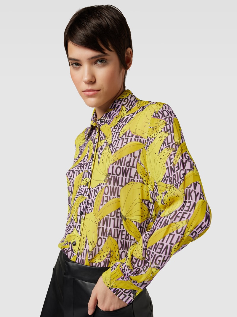 Hemdbluse mit Allover-Print in flieder