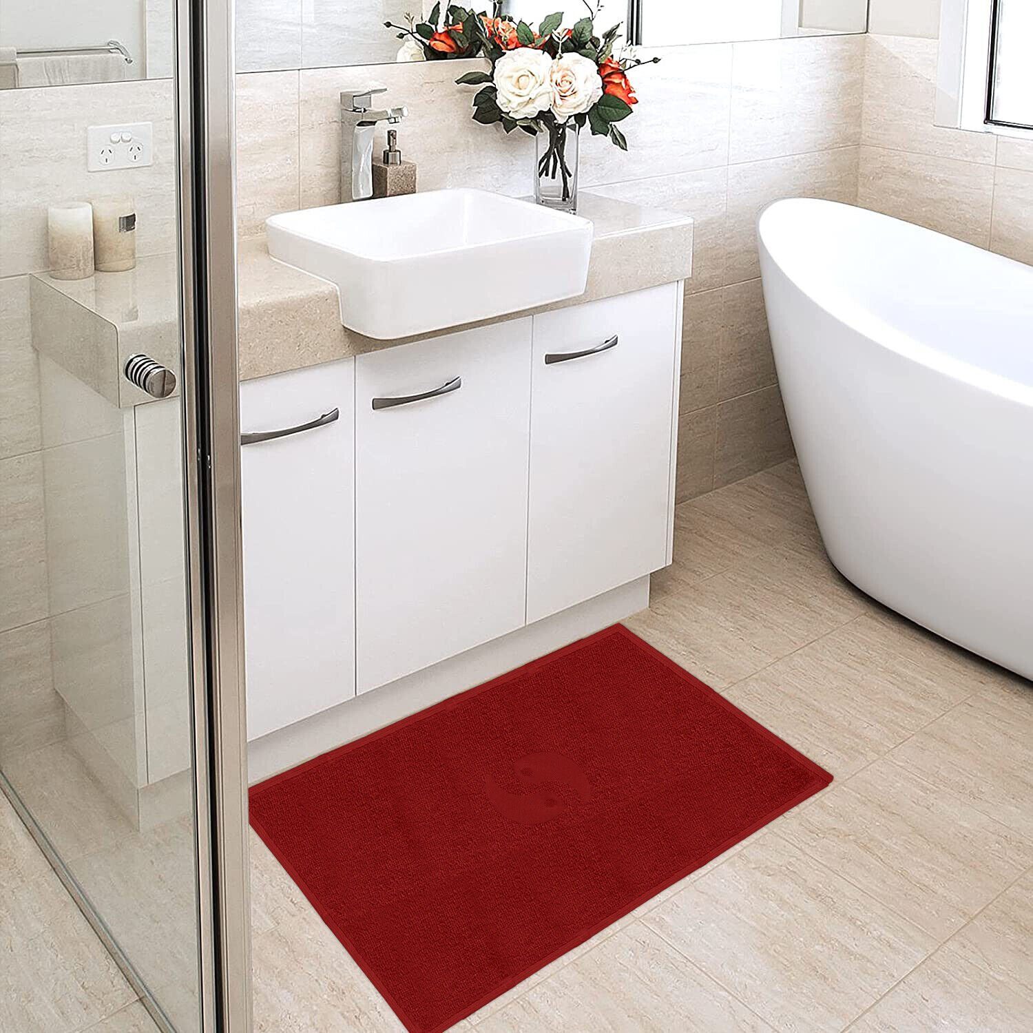Badematte Bath Mat,Kimi andas Badezimmerteppich 100% Baumwolle 2er Set RAIKOU, Baumwolle, 6 mm Gesamthöhe