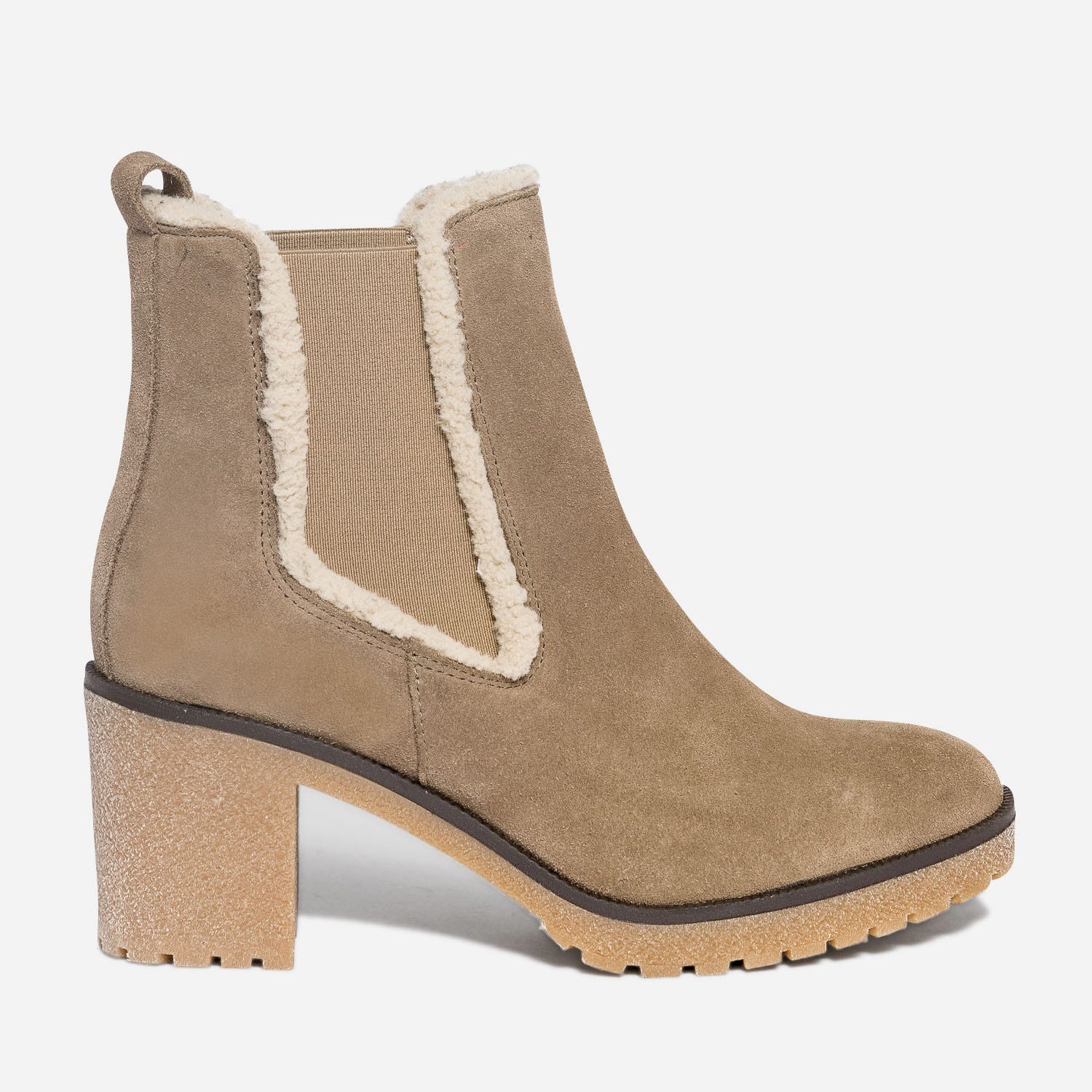 Chelsea boots beige éco-conçu en cuir velours