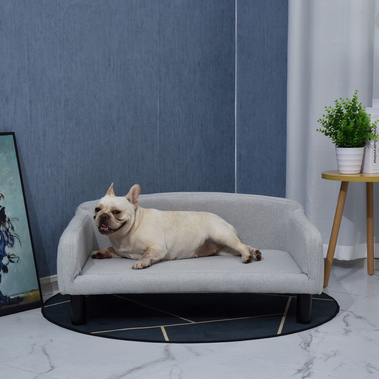 PawHut Hundesofa mit Weichem Bezug Haustiersofa Hundebett Katzensofa Holzbeinen