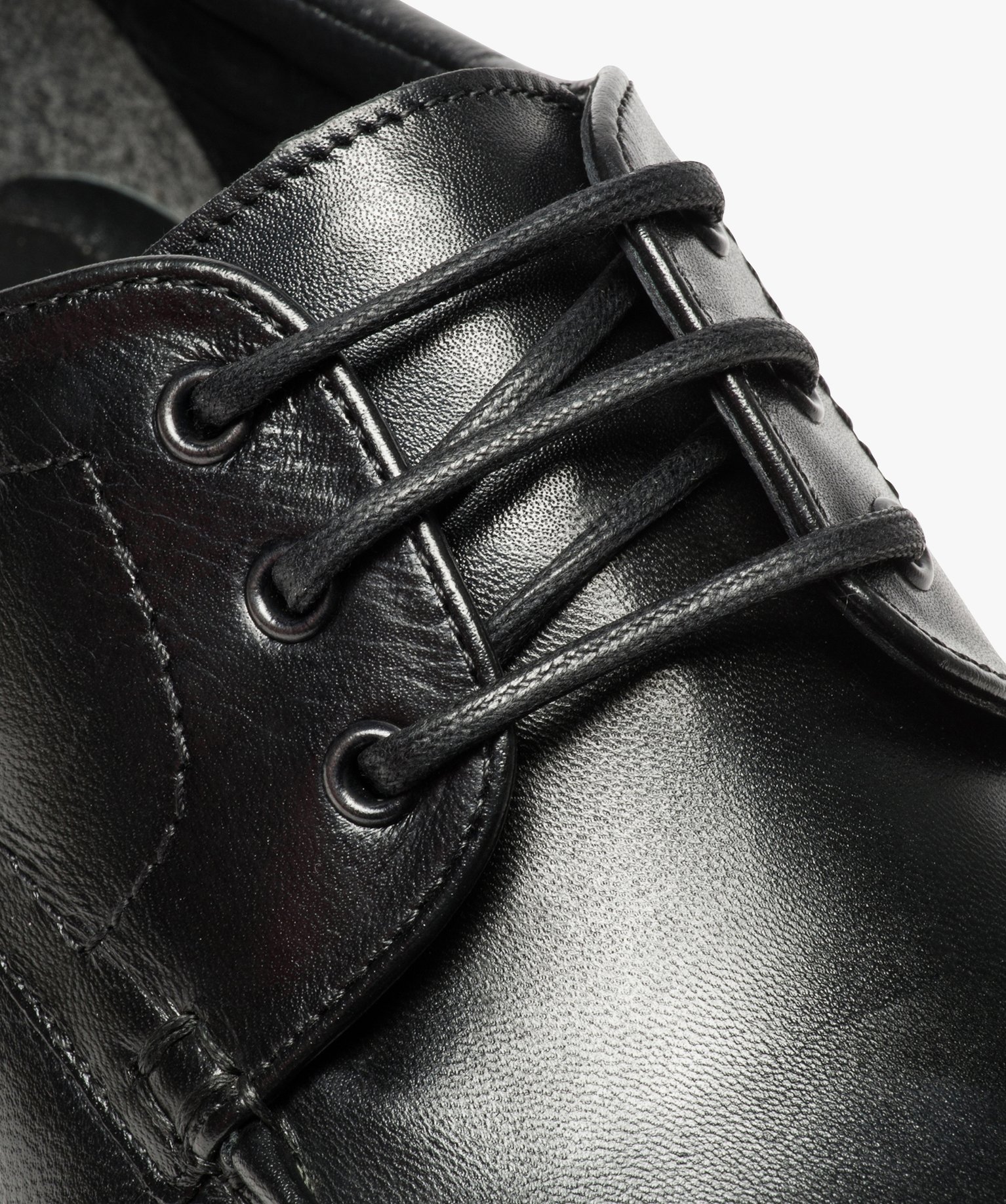 Mocassins homme à lacets dessus et intérieur cuir noir | GEMO