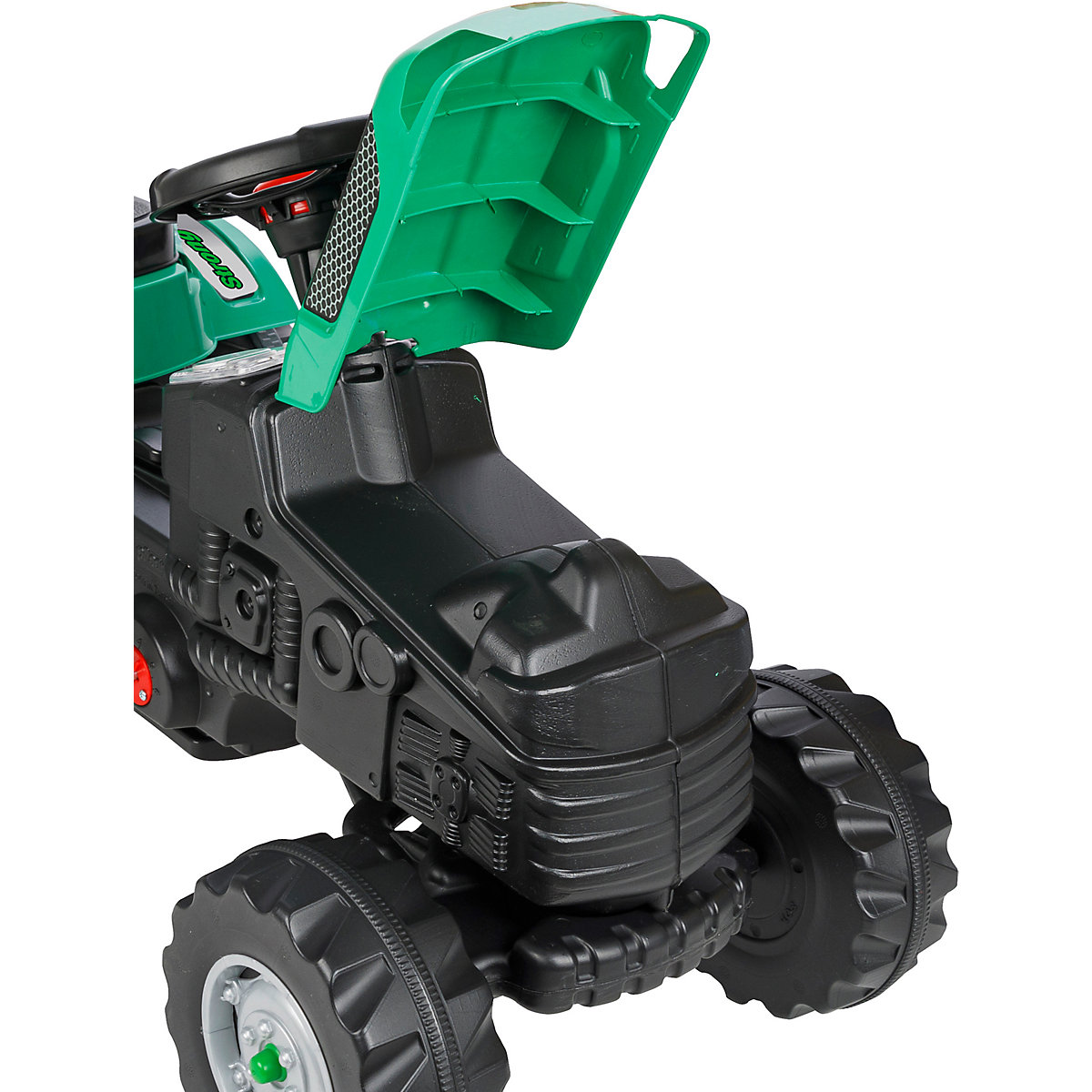 Trettraktor mit Hänger Strong Bull grün