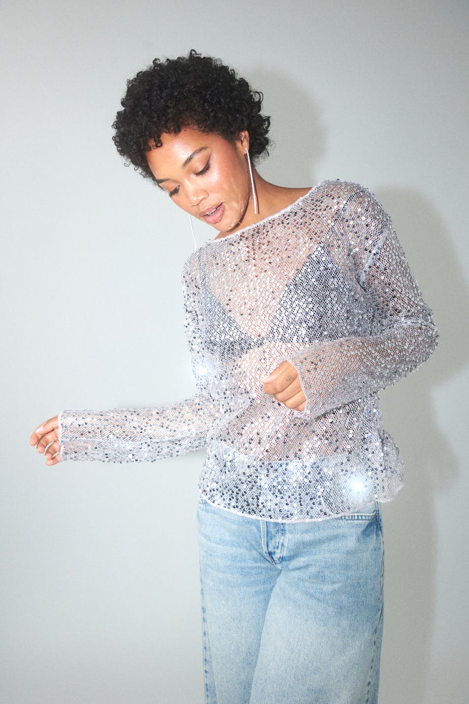 Sequin longlseeve top