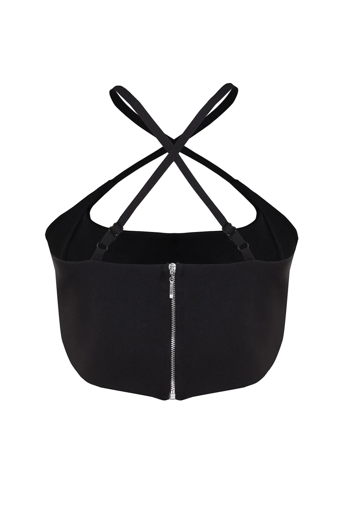 Trendyol Collection  Schwarzes, bauchfreies, gefüttertes Bustier aus Webstoff TPRSS23BS00037
