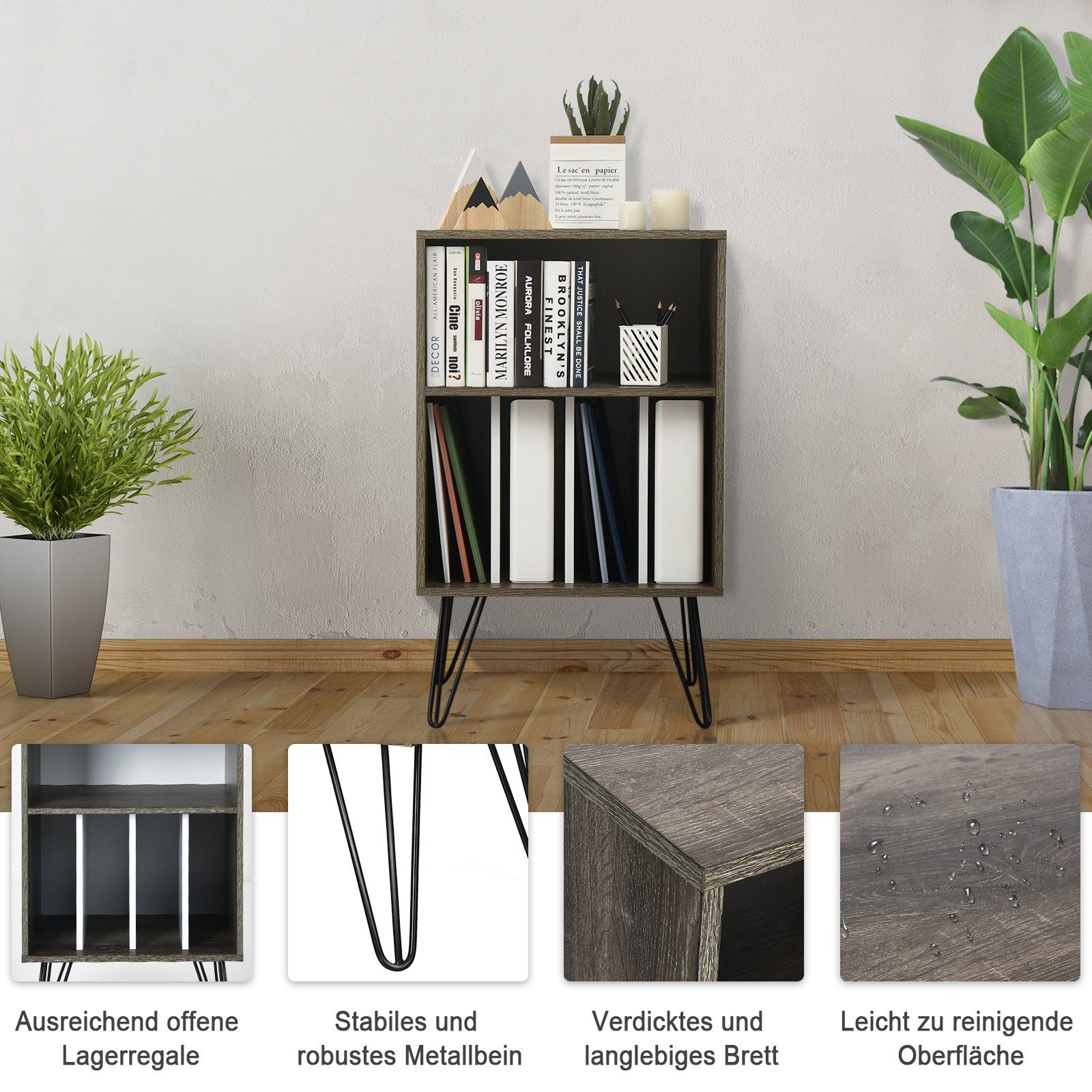 COSTWAY Aktenschrank mit 5 offenen Fächer, 2 Ebenen, 53x46x87cm