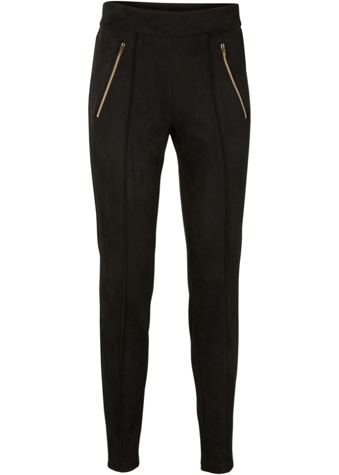 Velourslederimitat-Hose mit Biesen und Stretch-Anteil, Komfortbund