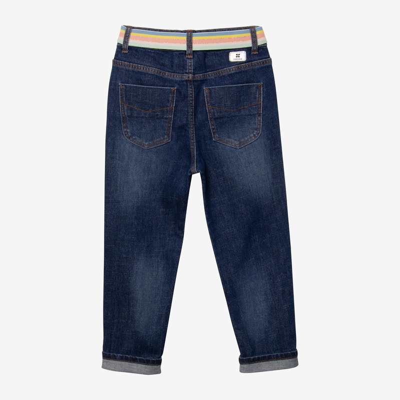 Jean fille ceinture rayée bleu stone Catimini