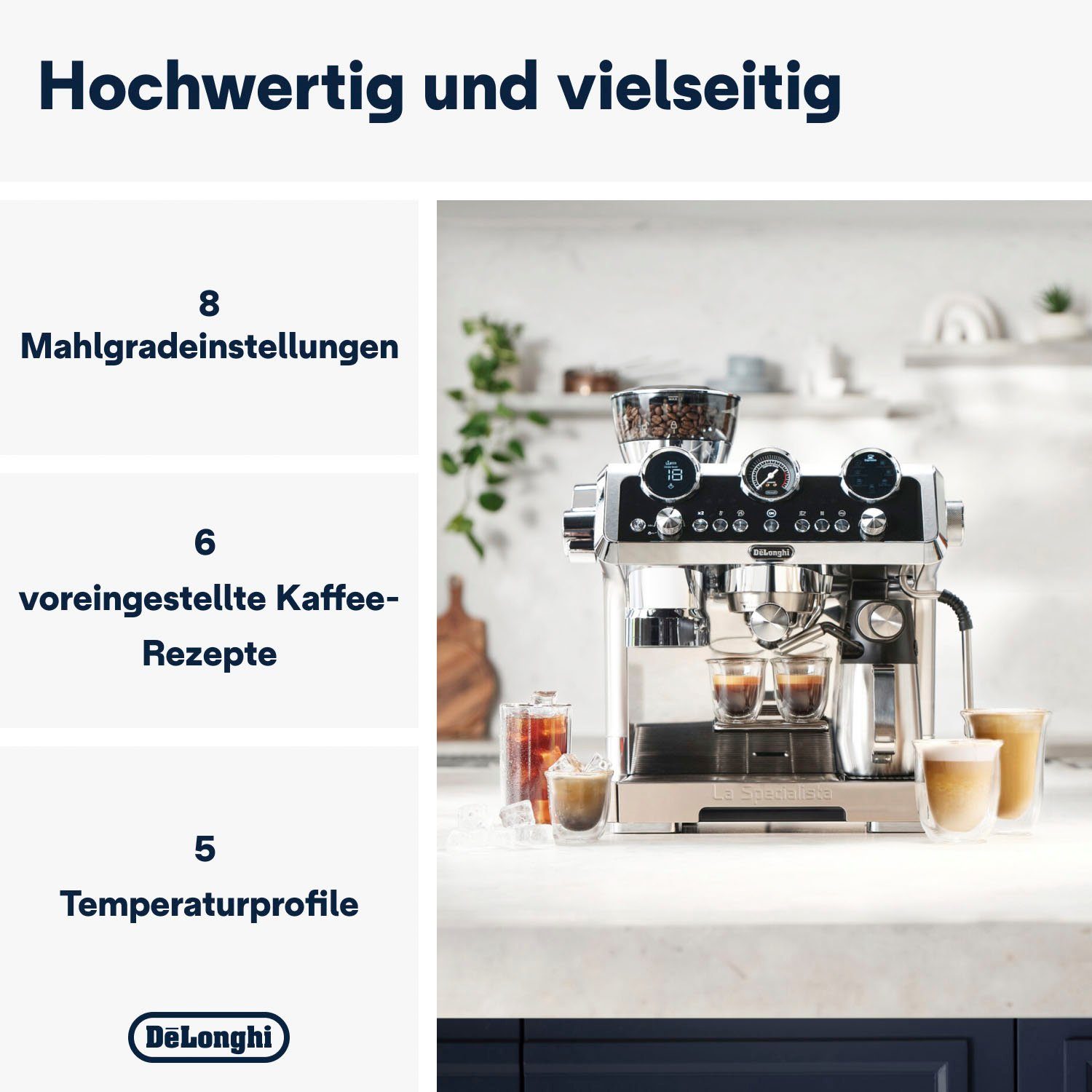 De'Longhi Siebträgermaschine La Specialista Maestro Cold Brew EC9865.M, mit zwei unabhängigen Thermoblock-Heizsystemen