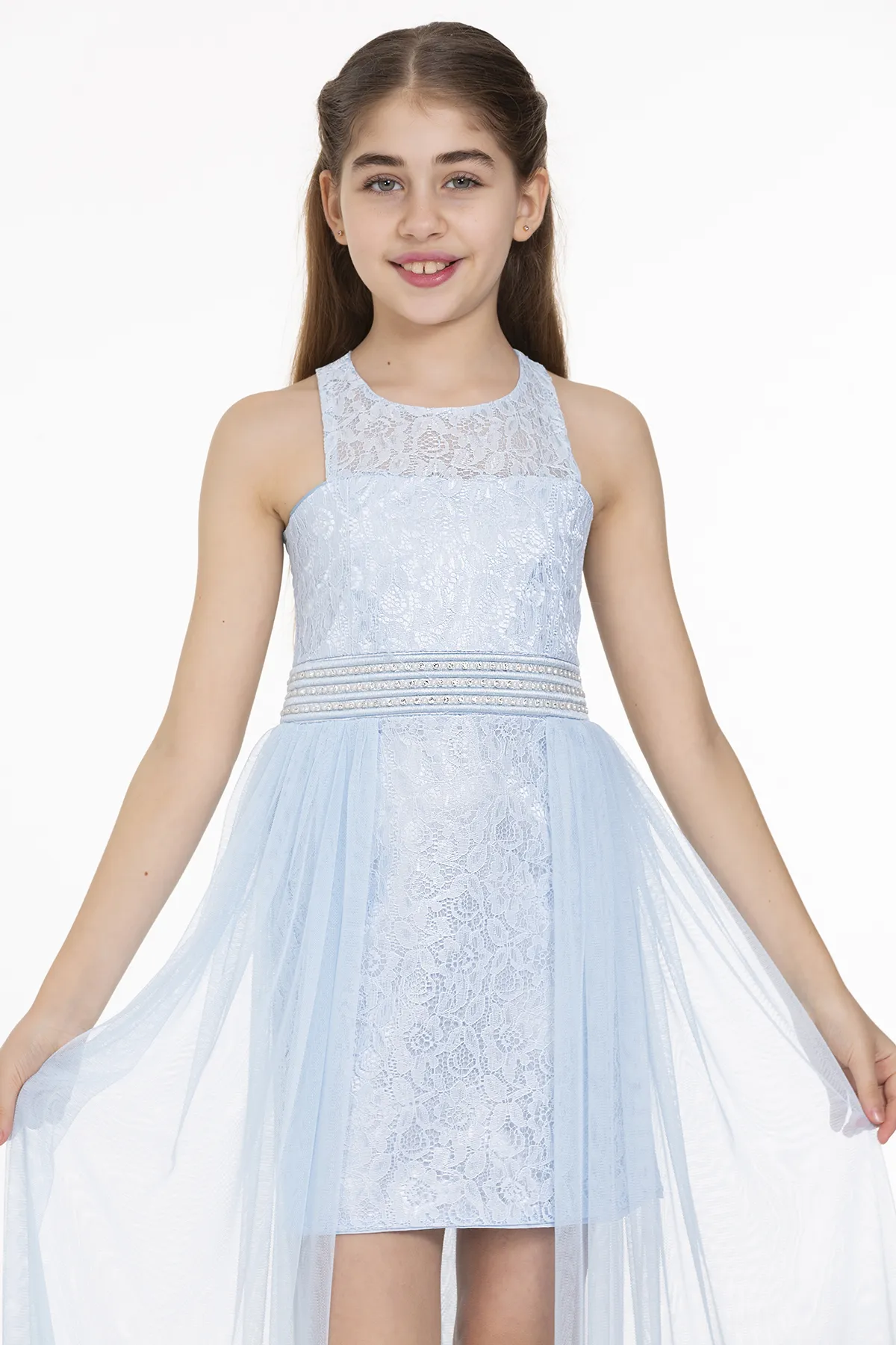 AHENGİM  Trendiges Abendkleid für Mädchen aus Perlenstein-Tüll Ak2229