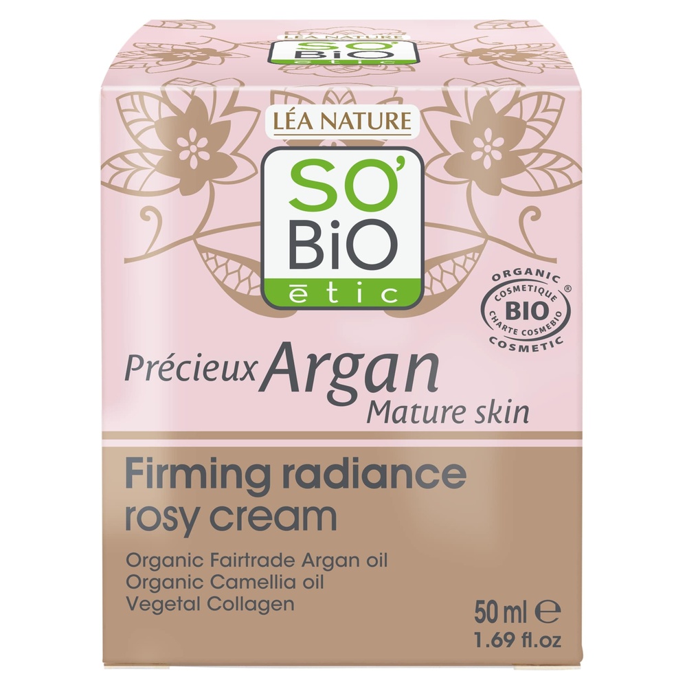 LÉA NATURE SO BiO étic Crème rose éclat fermeté jour, PrécieuxArgan Peaux Matures Crème rose
