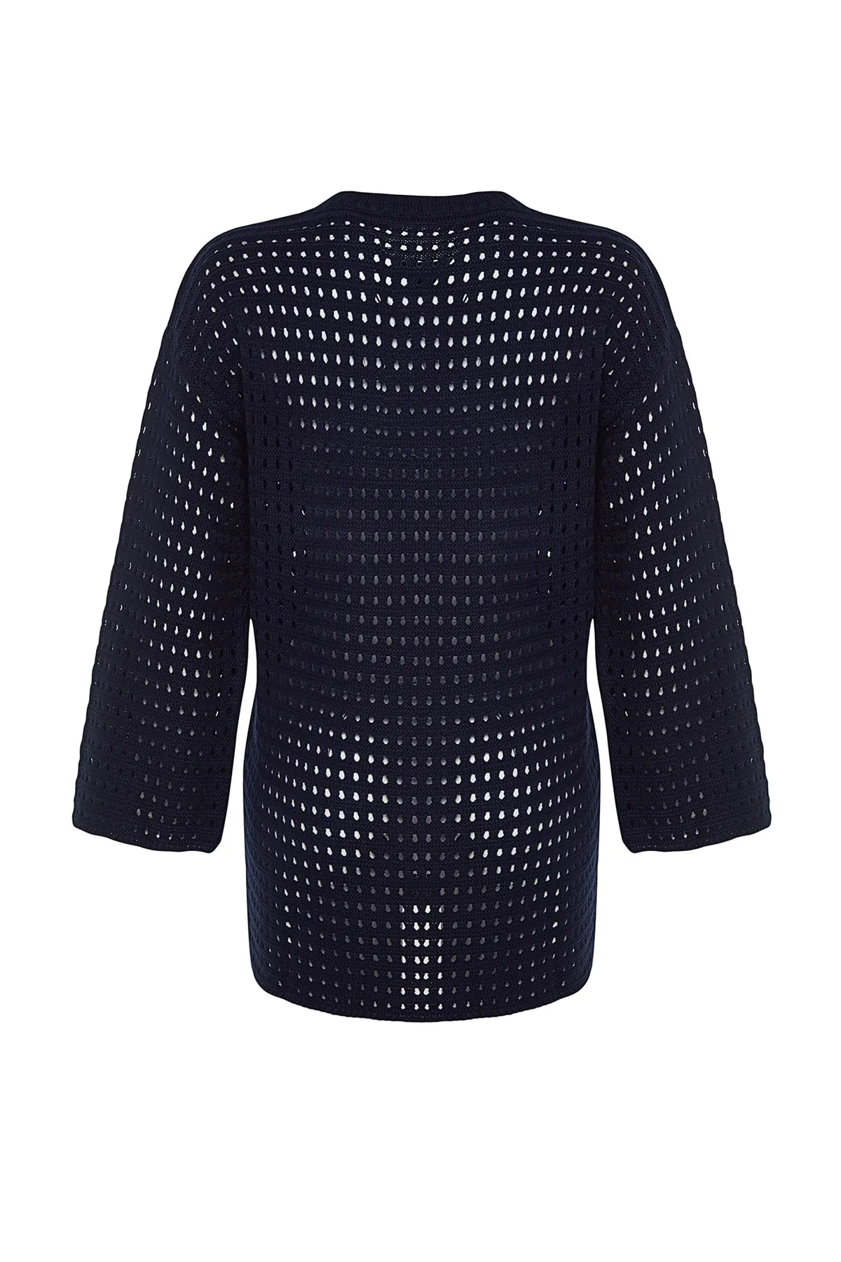 Trendyol Modest  Marineblauer, locker geschnittener, durchbrochener/Loch-Strickpullover TCTAW24AK00113