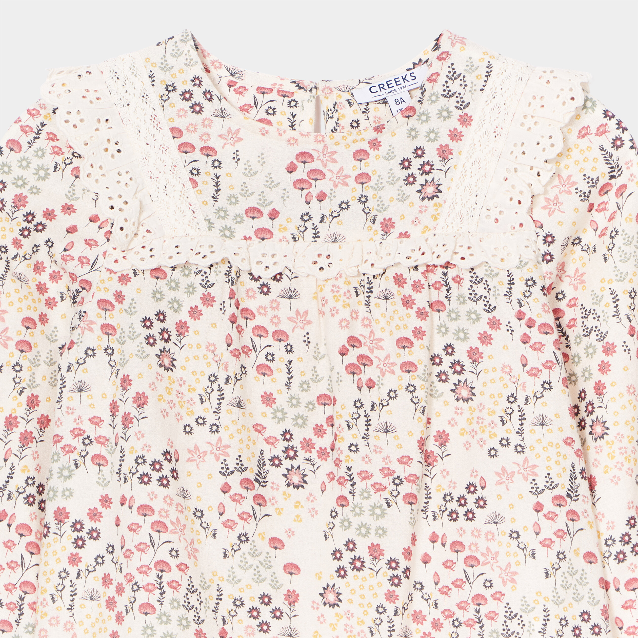 T-shirt volants broderie anglaise Creeks beige fille | La Halle