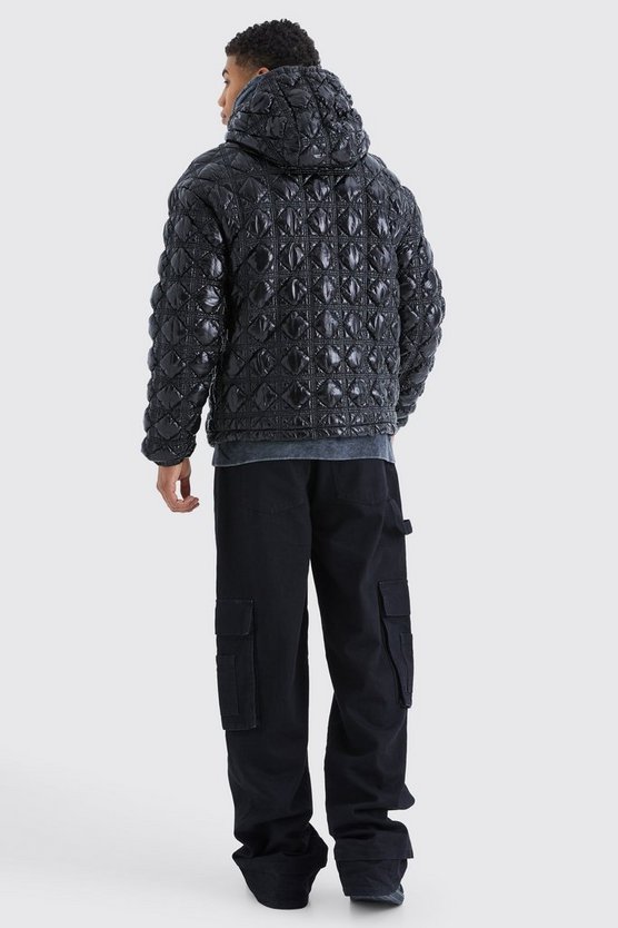 Hochglänzende strukturierte Steppjacke