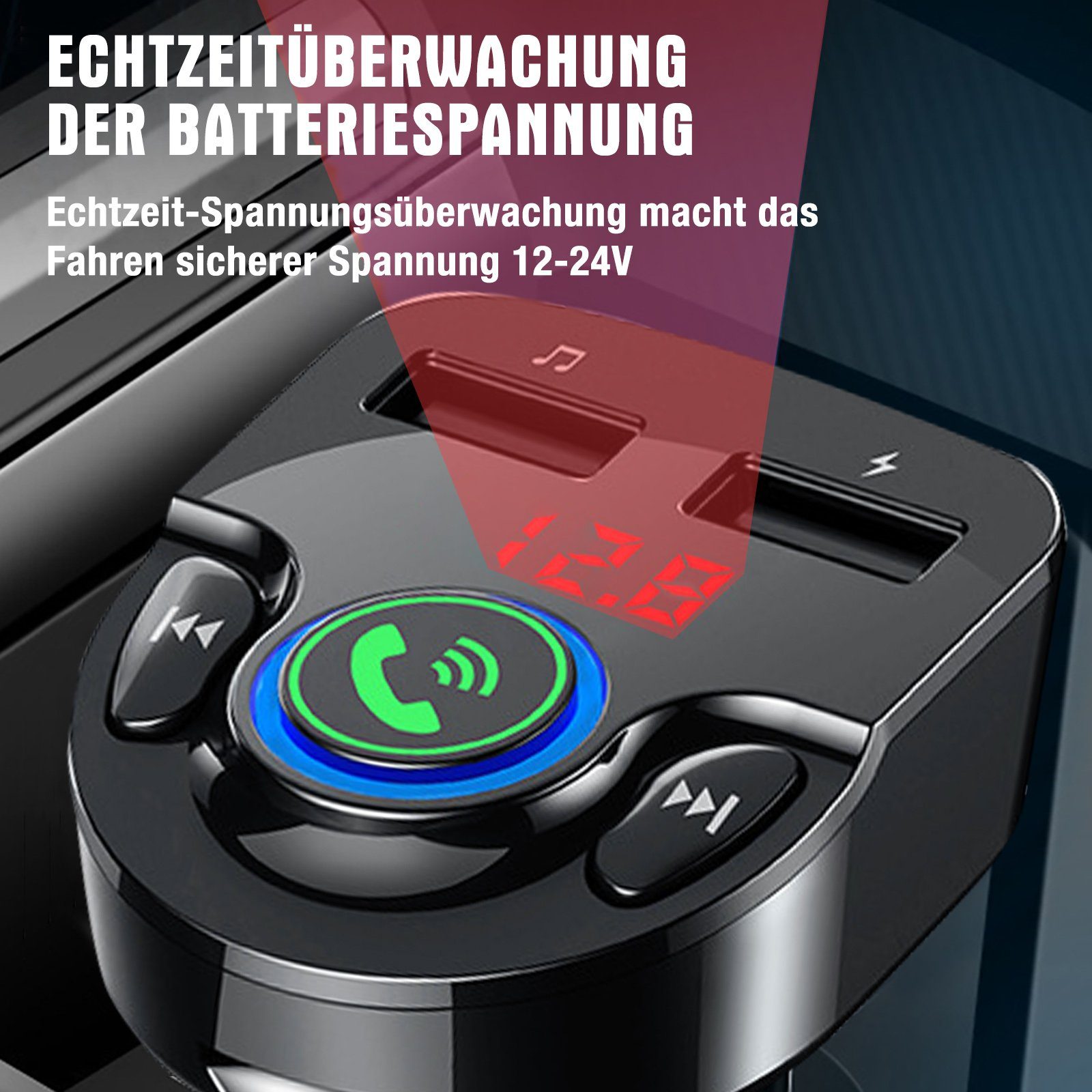 LifeImpree Auto-Adapter, Auto MP3 Player, USB Ladegerät, Kabellose Ladegeräte, FM transmitter