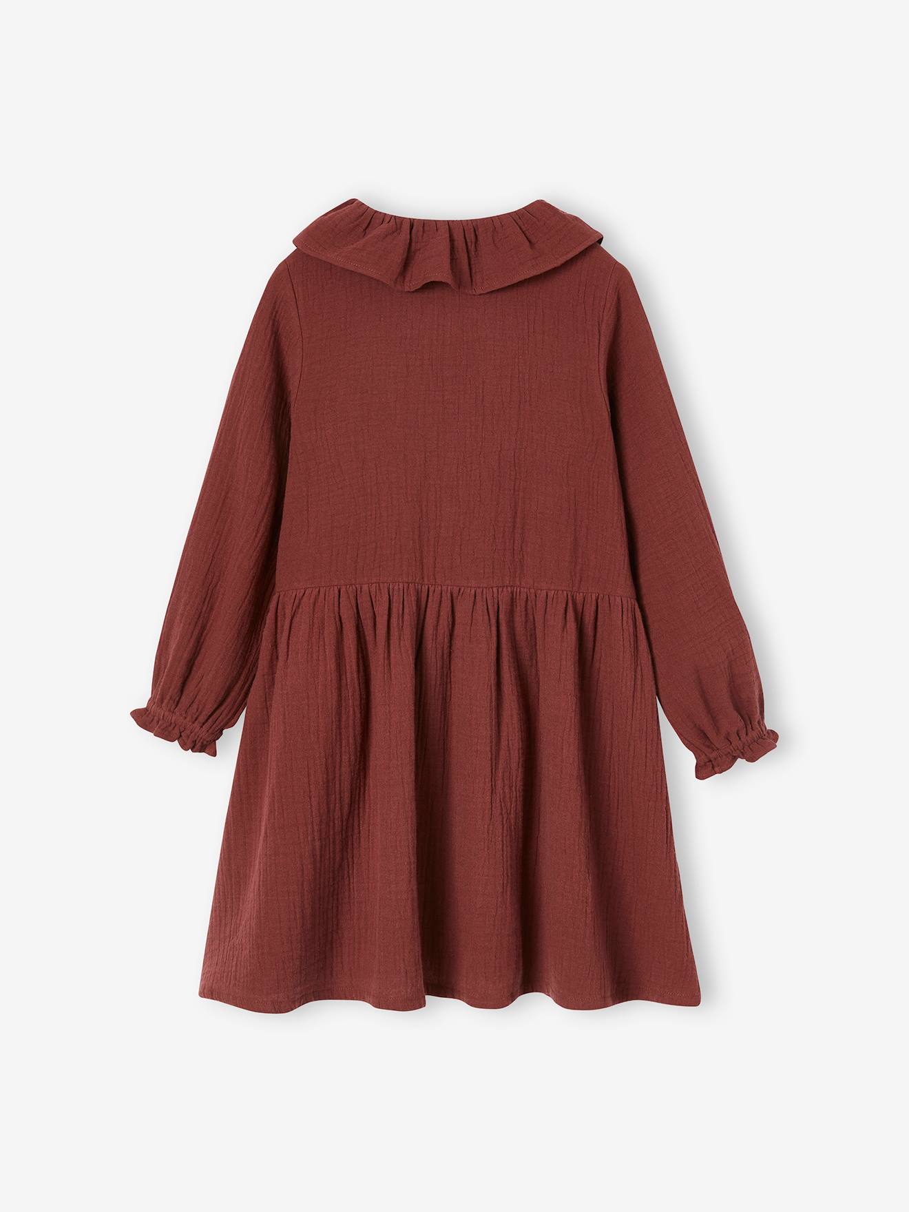 Vertbaudet Mädchen Musselinkleid - pulver beige