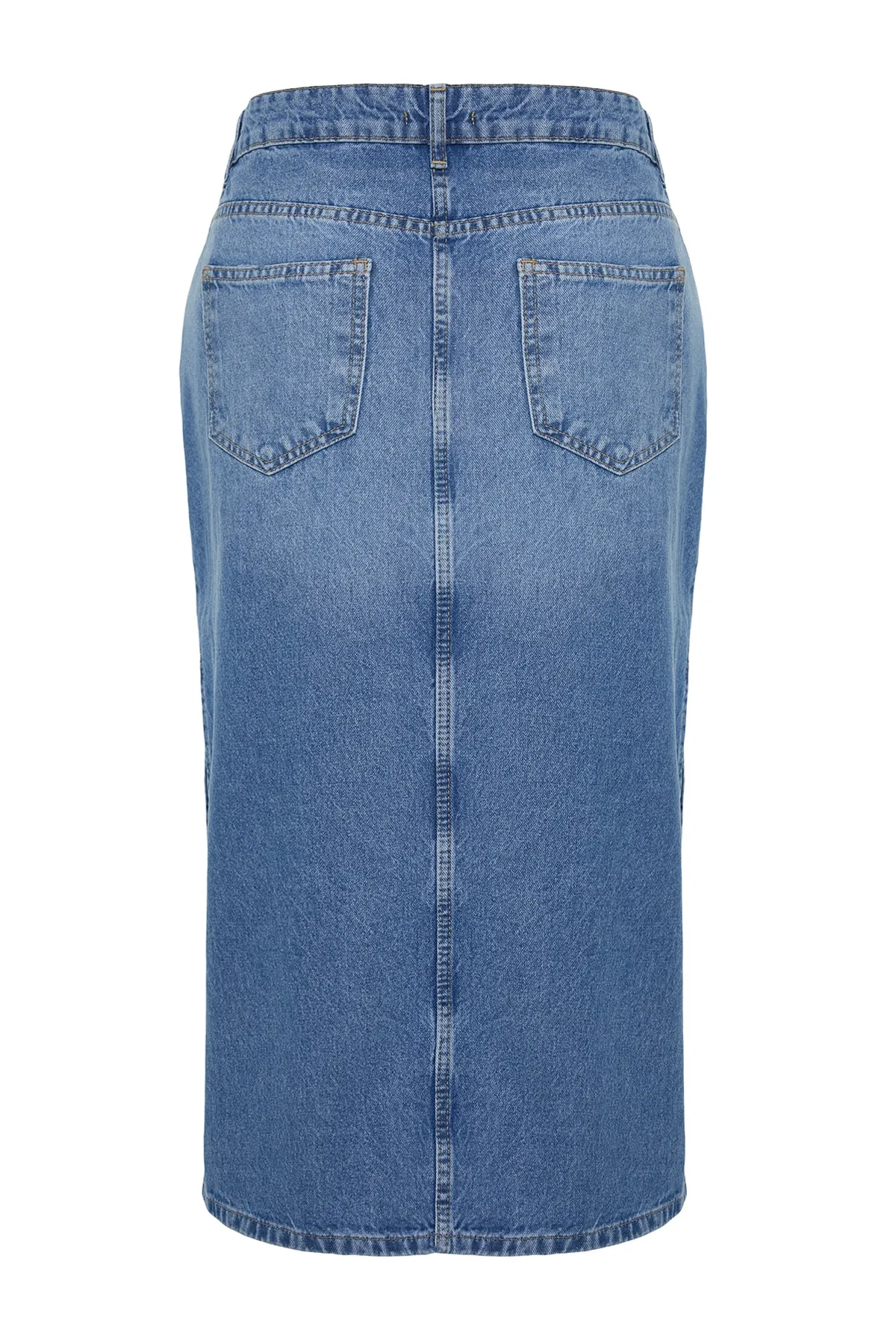 Trendyol Curve  Blauer Jeansrock mit Schlitz TBBSS23AZ00055