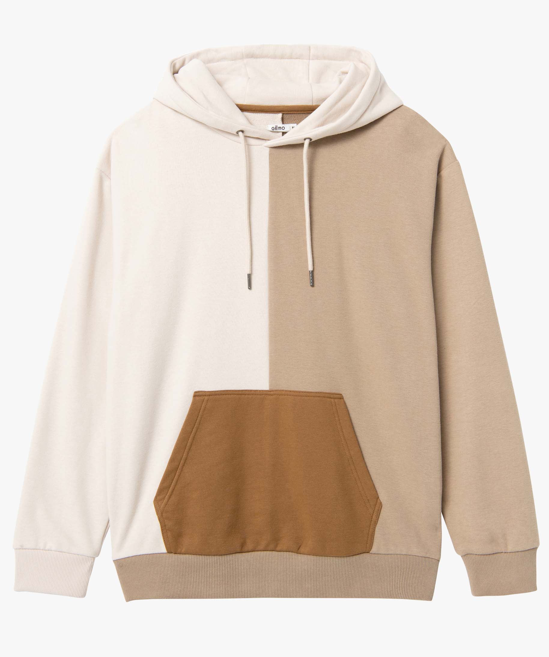 Sweat homme tricolore à capuche beige | GEMO