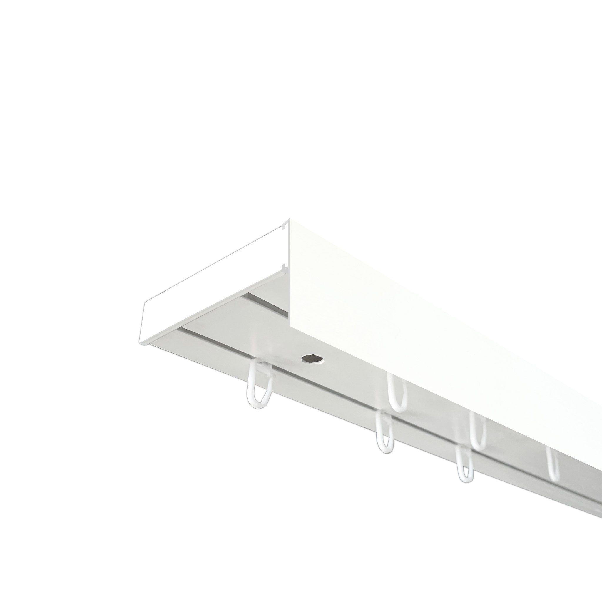 Vorhangschiene SH Set, 1-läufig, weiß, mit 5 cm Blende, SN DECO GROUP, Fixmaß, Verschraubt