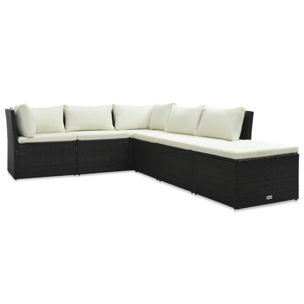 vidaXL Loungesofa 4-tlg. Garten-Lounge-Set mit Auflagen Poly Rattan Braun, 1 Teile