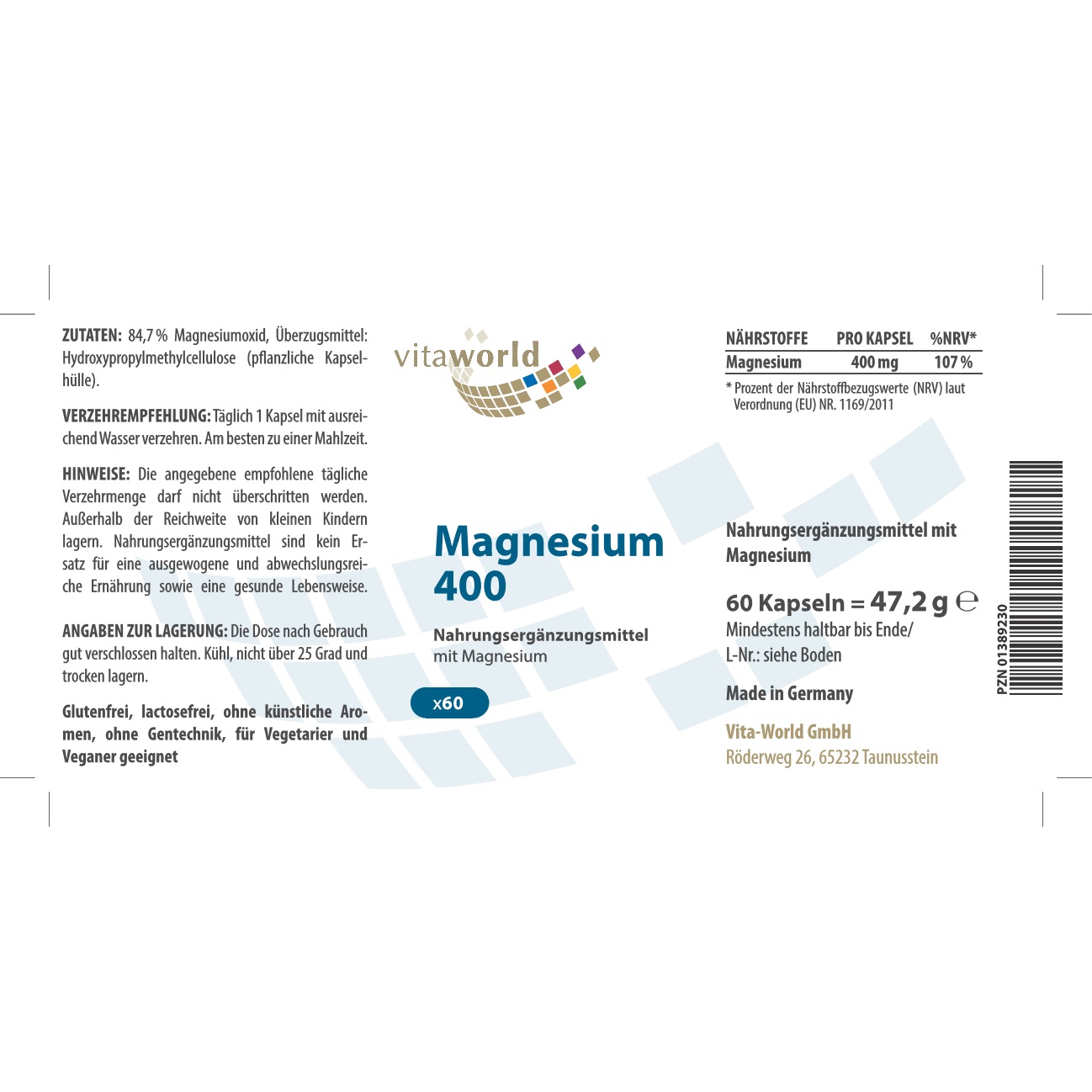 MAGNESIUM 400 Kapseln