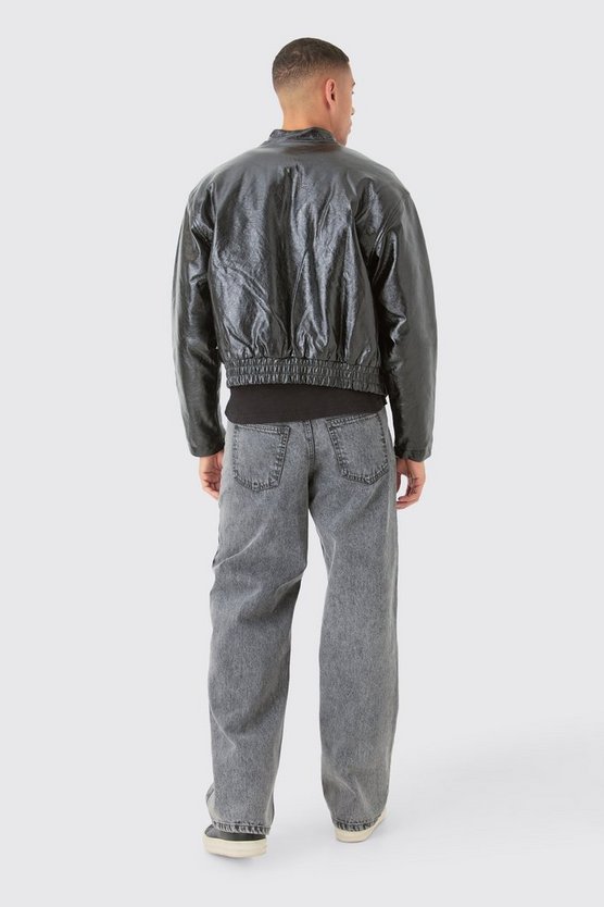 Kastige PU Moto-Bomberjacke