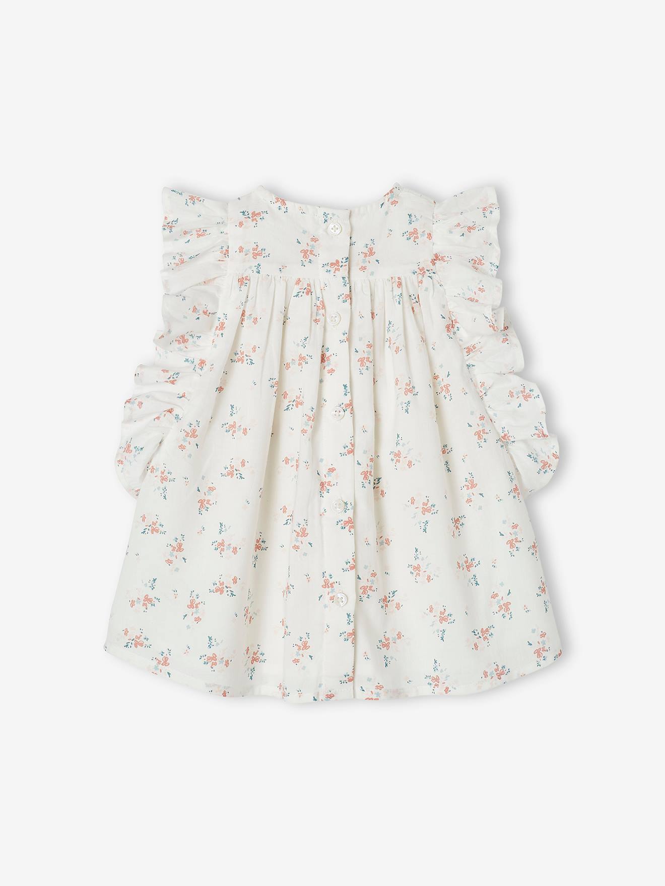 Robe fleurie bébé à volants ivoire imprimé