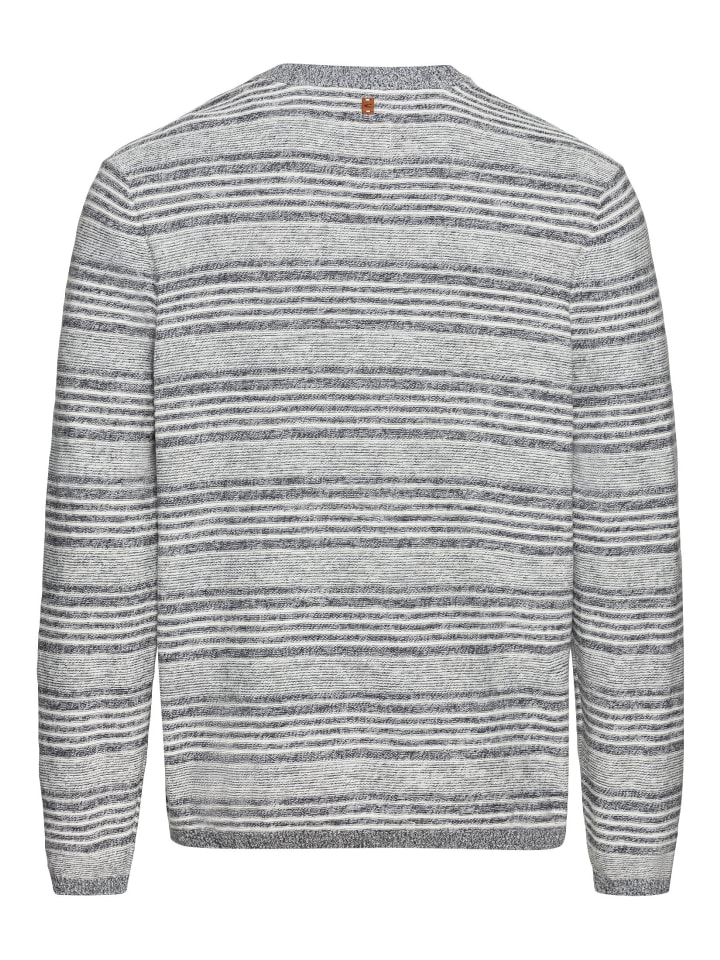 Camel Active Strickpullover im Streifenmuster in Blau-Grau günstig kaufen