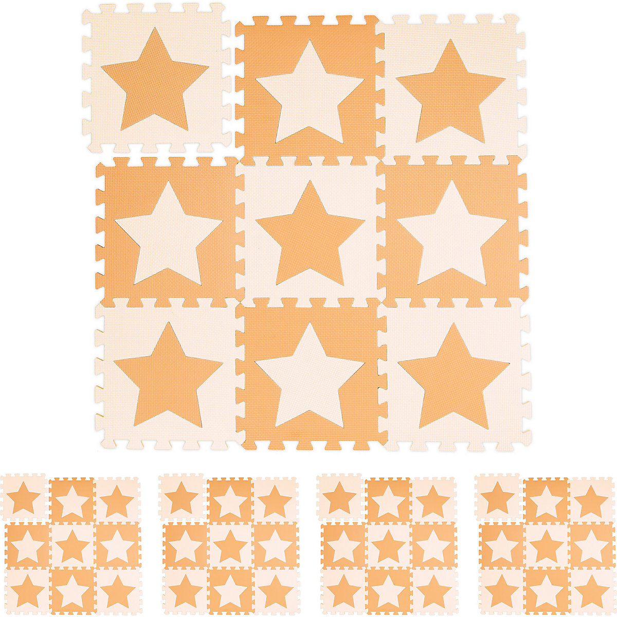 45 x Puzzlematte Sterne orange-beige