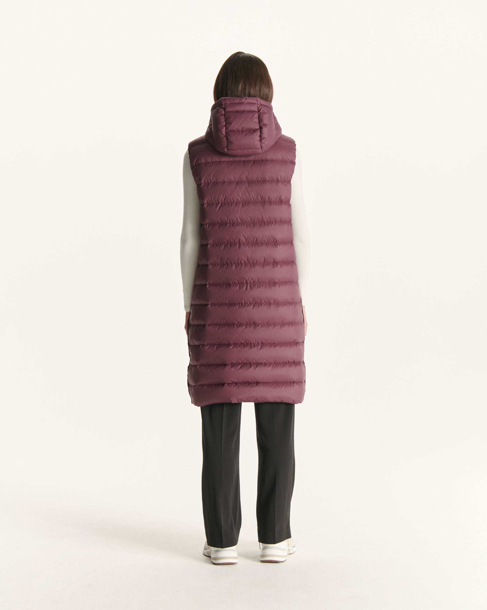 Doudoune longue droite à capuche Aubergine Lola