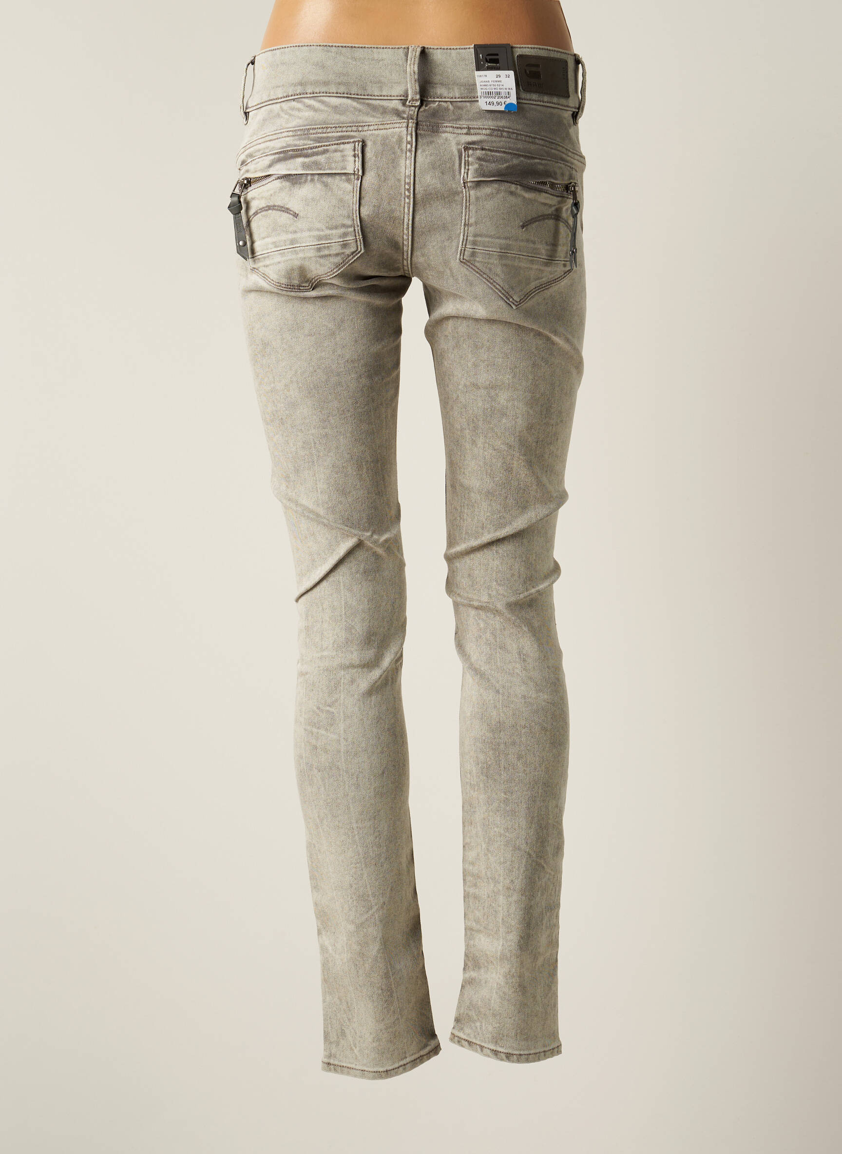 Raw 7 Jeans Coupe Slim Femme couleur gris