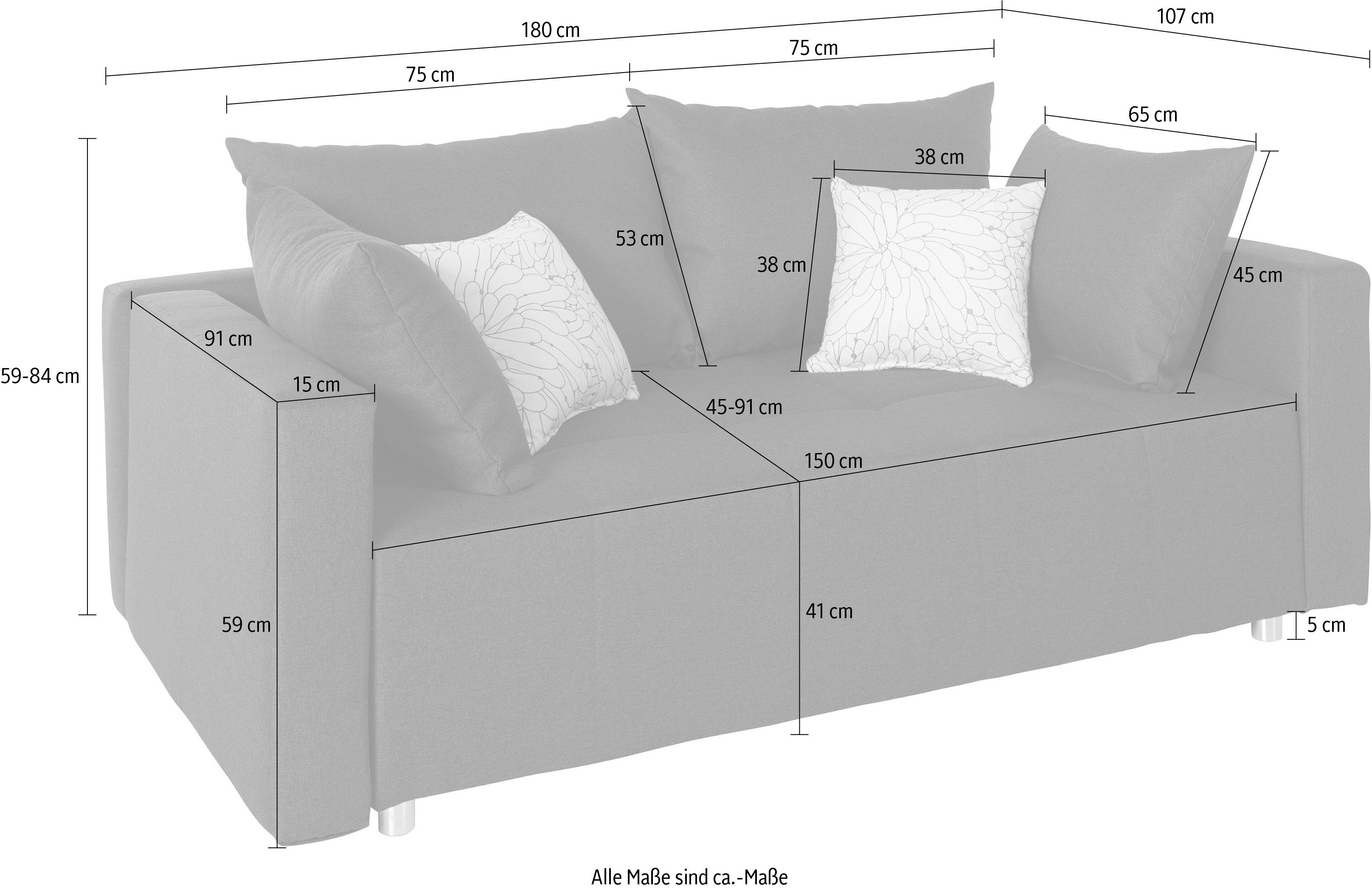 COLLECTION AB Schlafsofa Dany, schnell und einfach in ein bequemes Bett umwandeln, inkl. Bettkasten