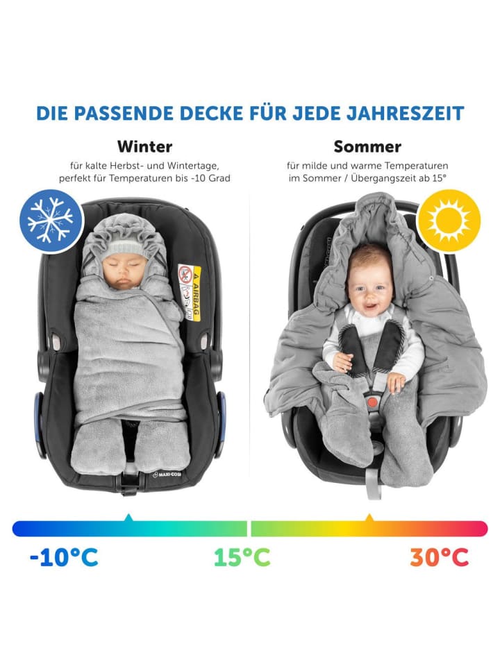 Zamboo Einschlagdecke mit Füßen für Babyschale und Kindersitz in grau günstig kaufen onesize