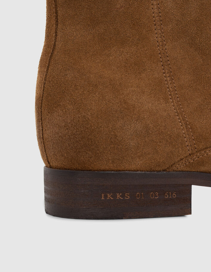 Boots marron en cuir velours zippées Homme