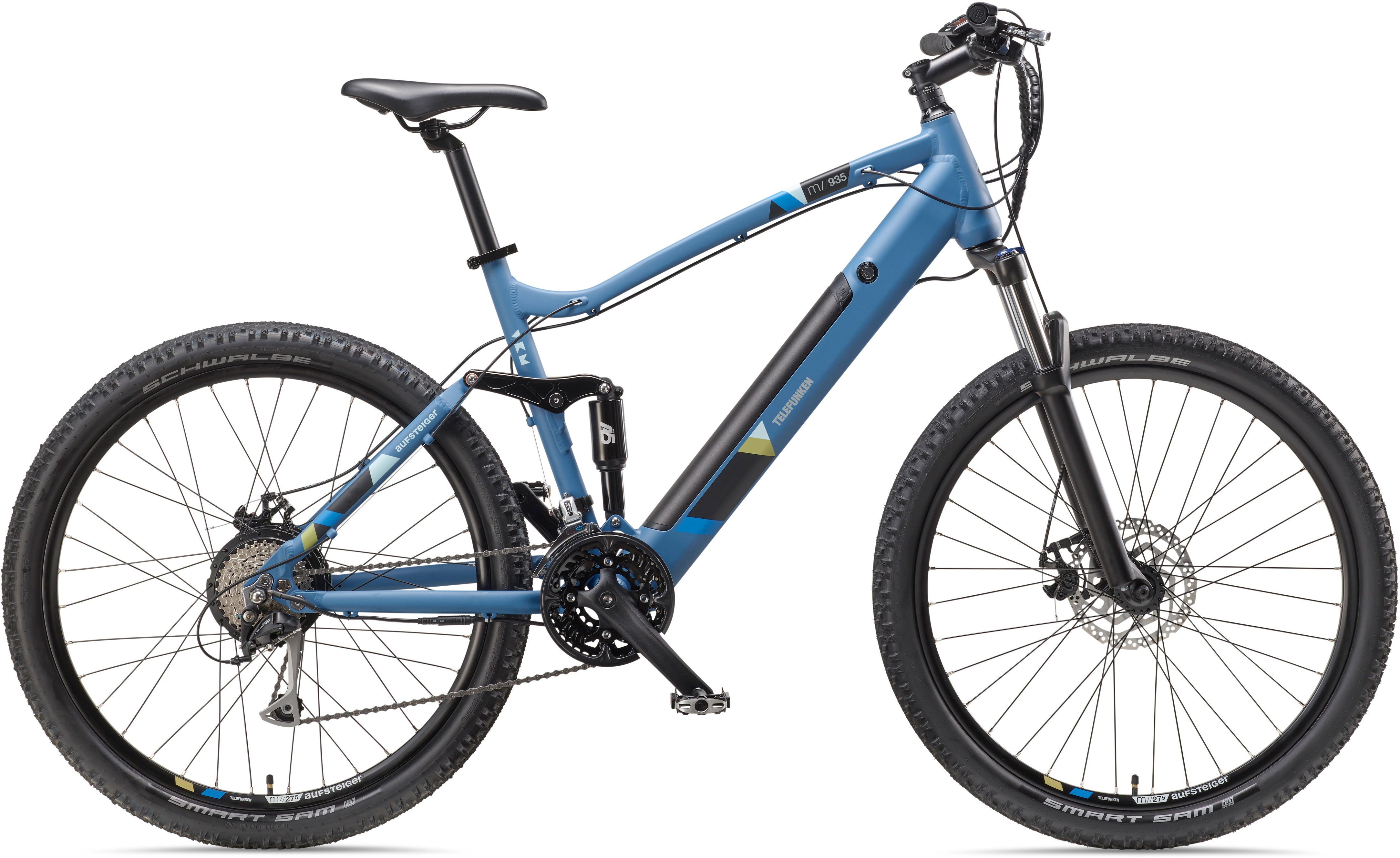 Telefunken E-Bike Aufsteiger M935, 24 Gang Shimano Acera Schaltwerk, Kettenschaltung, Heckmotor, 504 Wh Akku