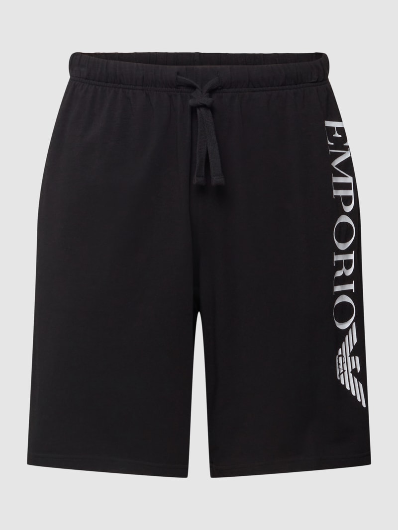 Pyjama-Hose mit Label-Print Modell 'SHINY' in schwarz