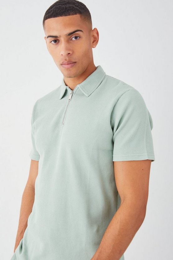 Slim-Fit Poloshirt & Shorts in Waffeloptik