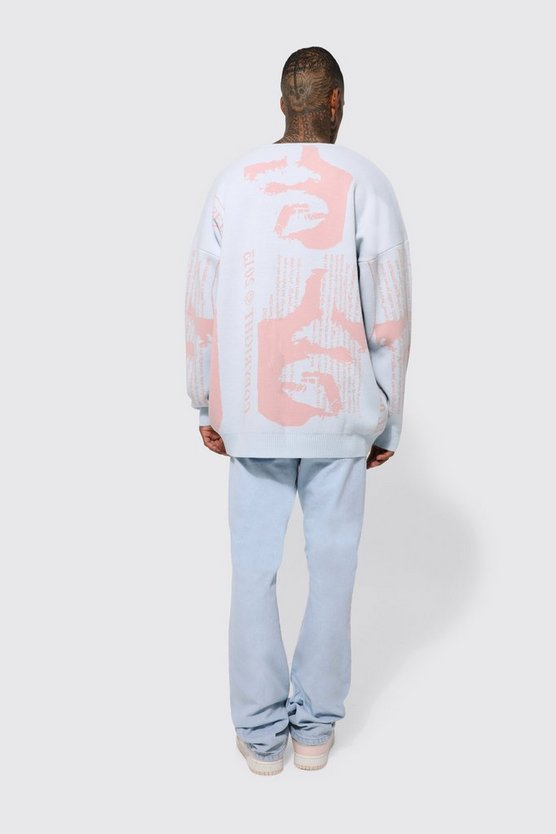 Oversize Strickpullover mit Print