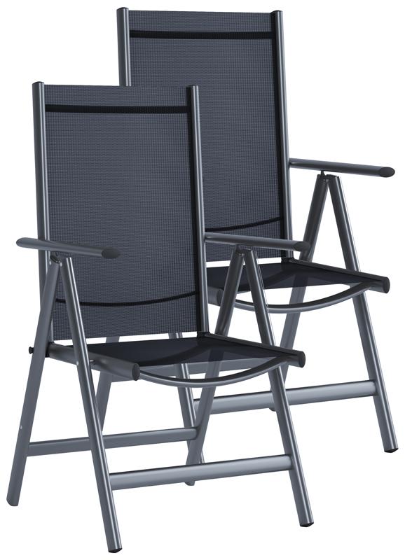 VCM my garden Alu-Gartenstuhl Aluminium Klappsessel, 2er Set - Anthrazit