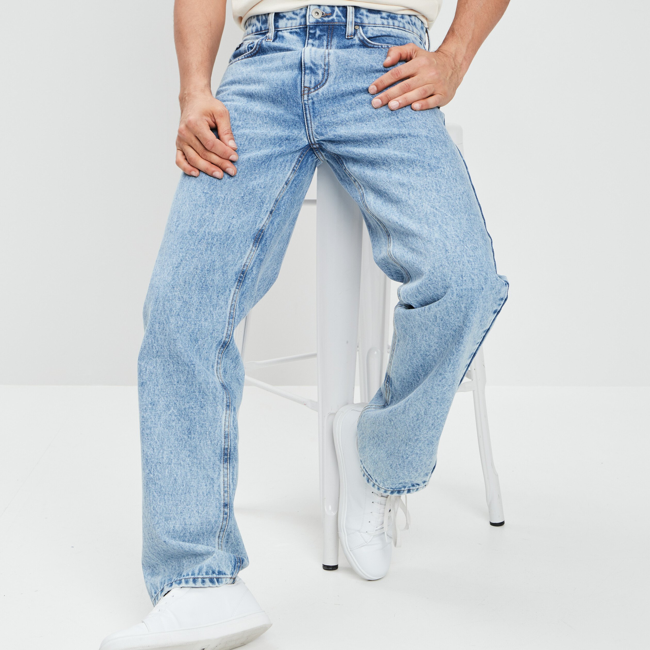 Jeans regular denim bleach homme | La Halle