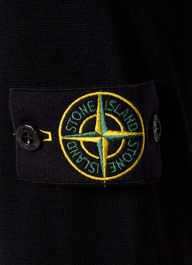 Polo Stone Island 502C4 de malha fina, corte regular, em lã virgem com logotipo.