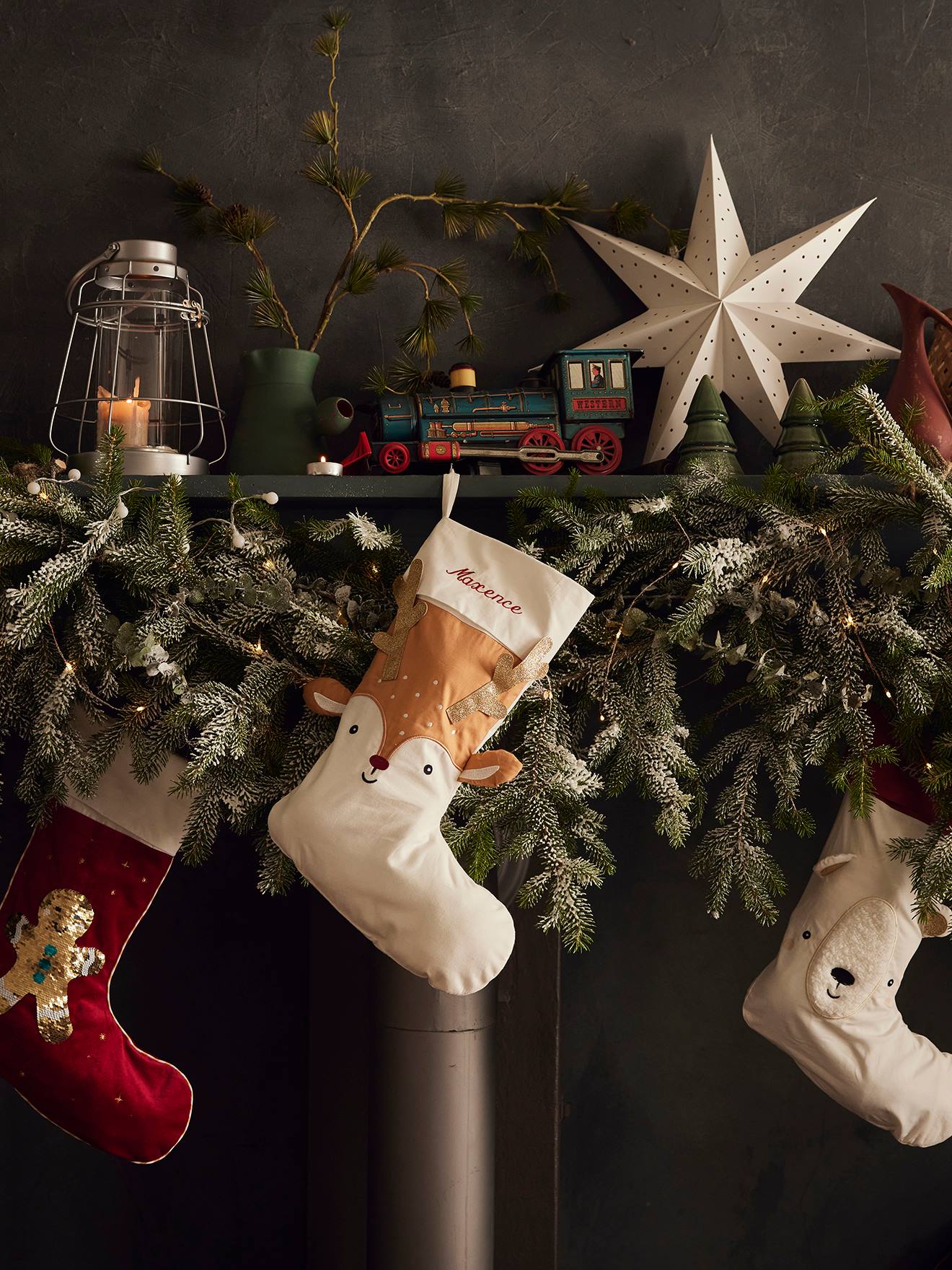 Chaussette de Noël personnalisable Renne blanc