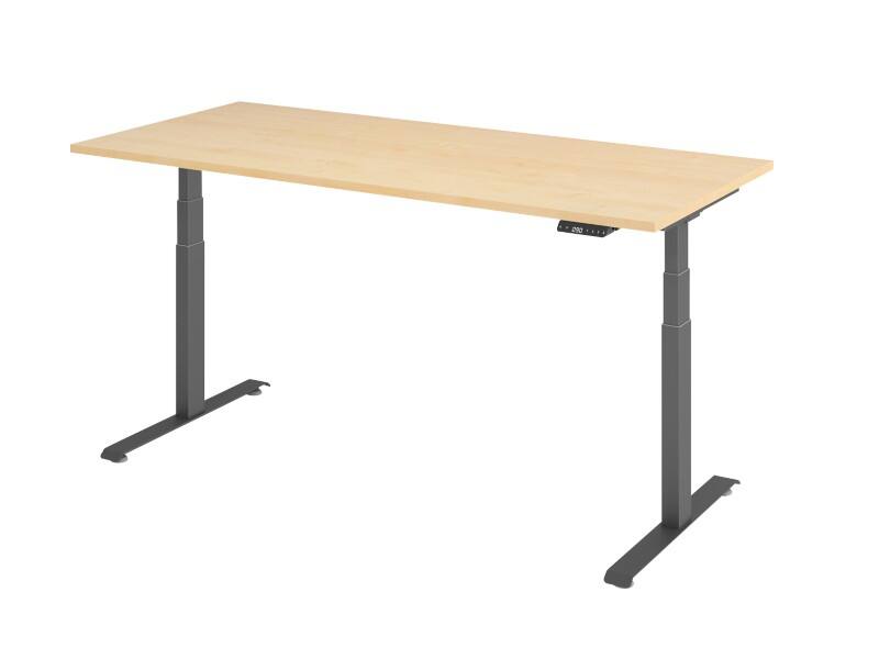 Hammerbacher Rechteckig Sitz-Stehschreibtisch Metall, Holz 1,800 x 800 x 645 - 1,295 mm Hellgrau