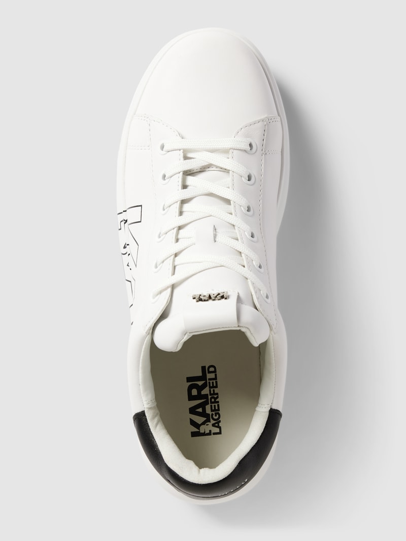 Sneaker aus Leder mit Label-Print in weiß