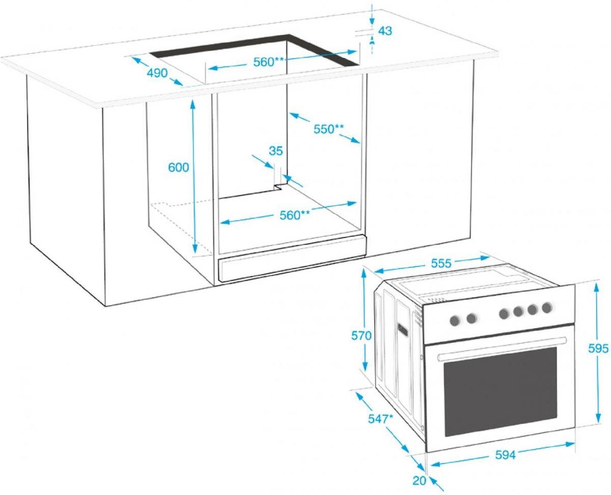 BEKO Einbaubackofen Beko BIM22300X Einbau-Backofen, 59,4 cm breit, 66 L, 3D-Kochfunktion