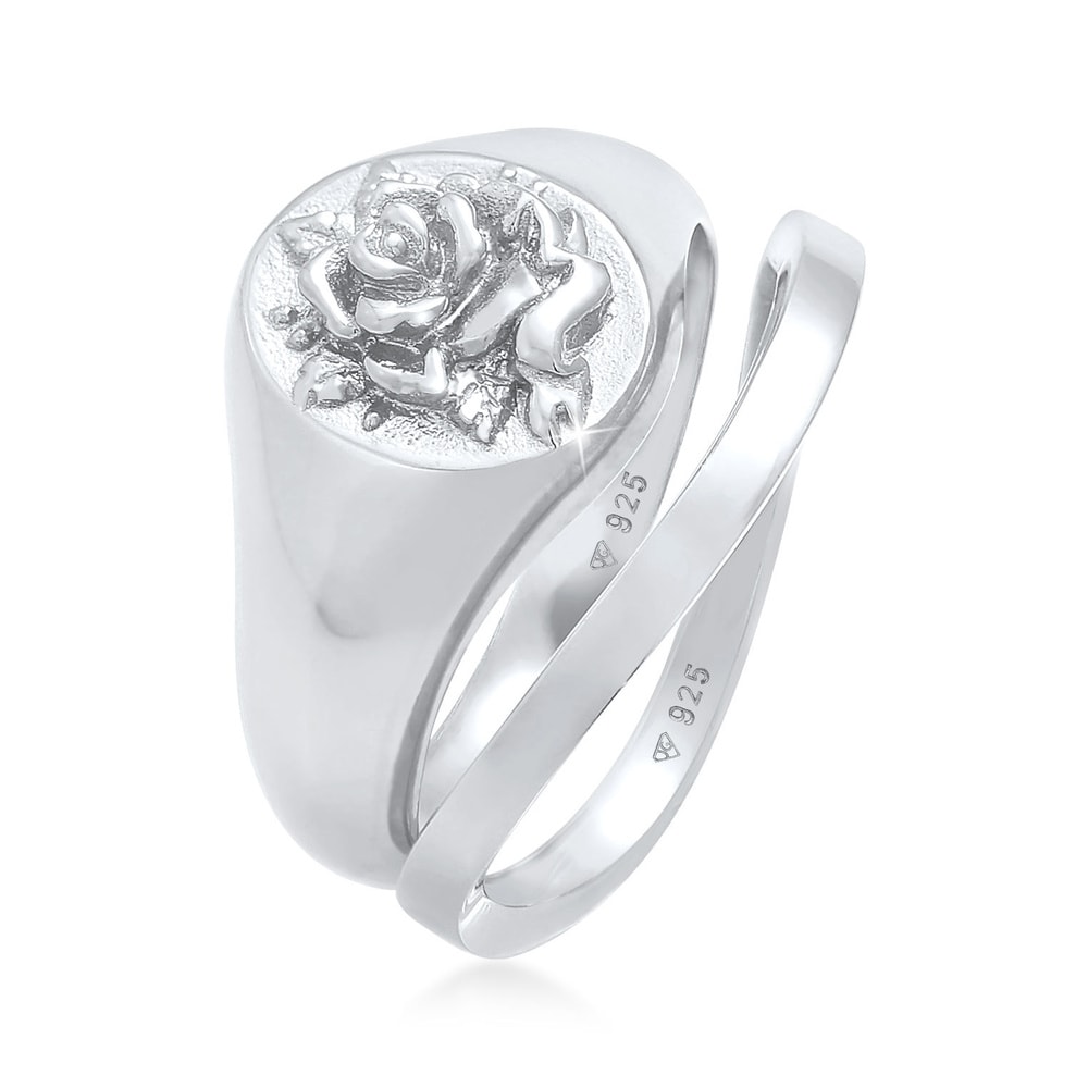 Elli Elli Bague Signet Femme Duo Rose Basic Vintage Trend en argent sterling 925 plaqu Bague