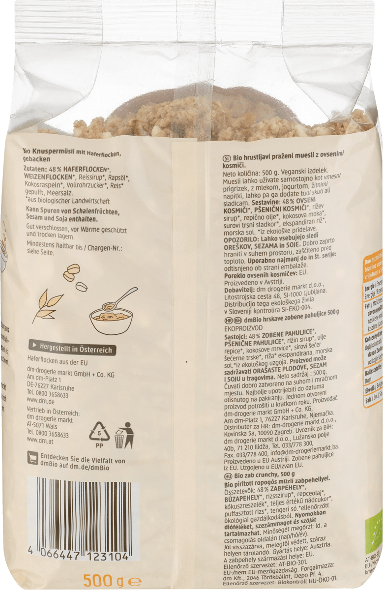 Müsli Crunchy, Hafer, 500 g
